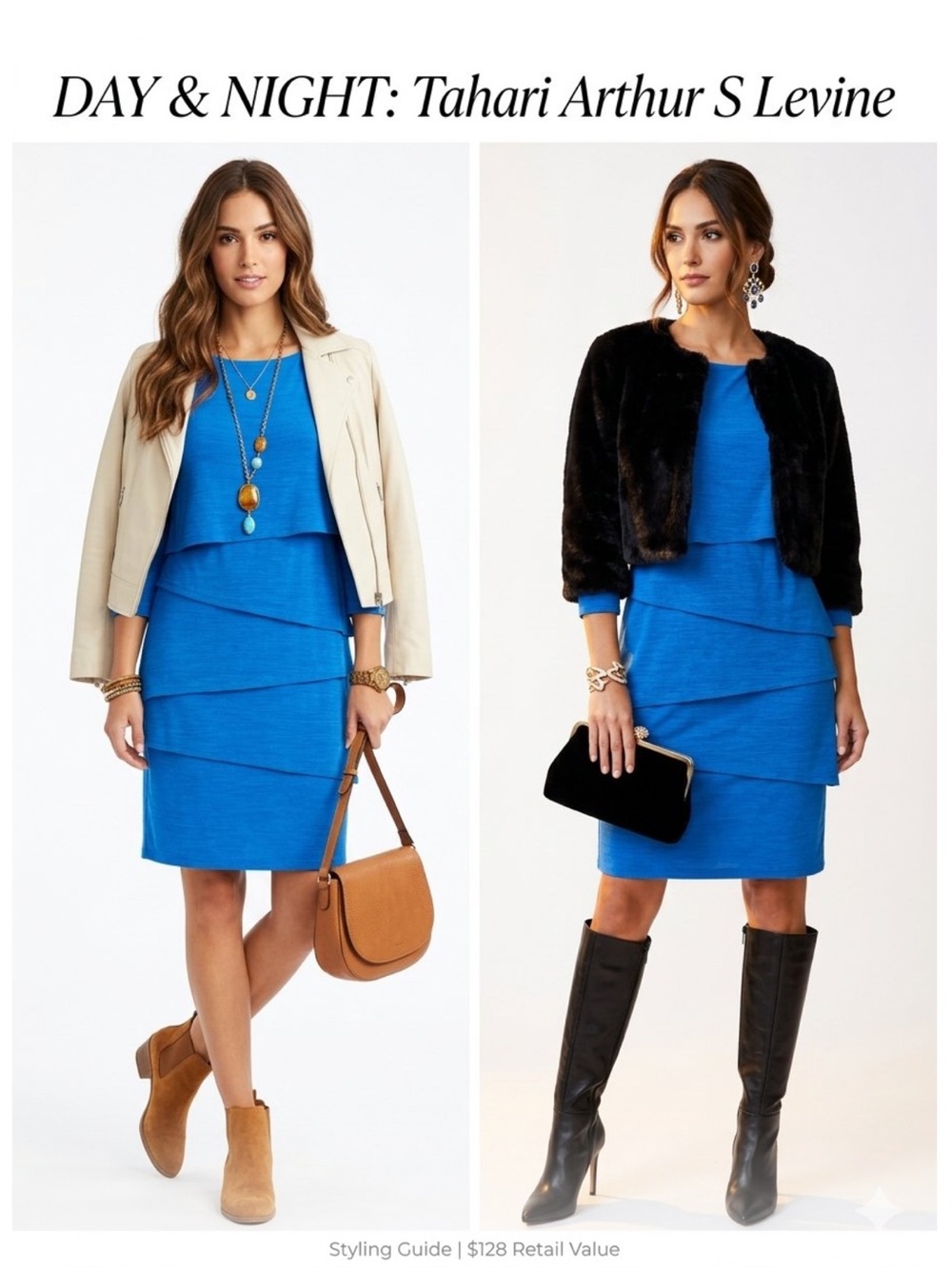 Elegant  3/4 Long Sleeve Blue Dress retail $128